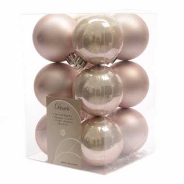 12-delige kerstballen set roze