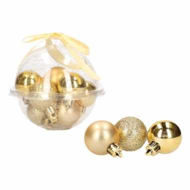 12-delige mini kerstballenset goud 3 cm