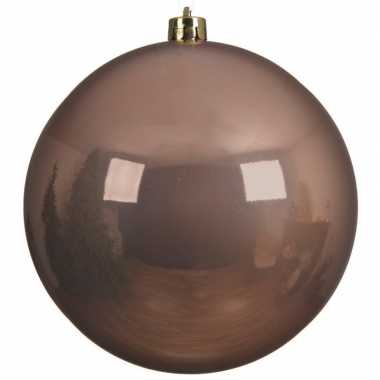 1x grote raam/deur/kerstboom decoratie zacht terra bruine kerstballen 20 cm glans