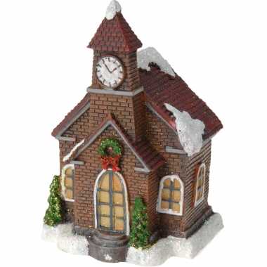 1x verlichte color changing kerstdorp huisjes/kersthuisjes kerken 13 cm