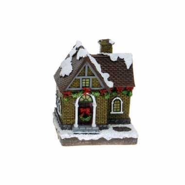 1x verlichte kerstdorp huisjes/kersthuisjes 13,5 cm