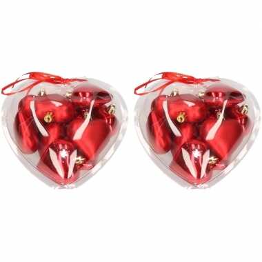 20x rode hartjes kerstballen kerstboomversiering
