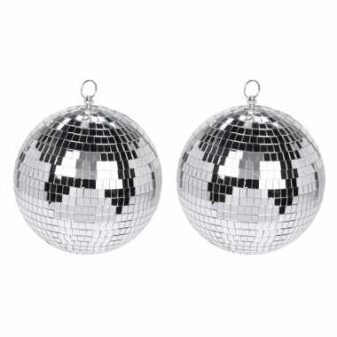 3x kerstversiering/kerstdecoratie zilveren decoratie disco kerstballen 15 cm