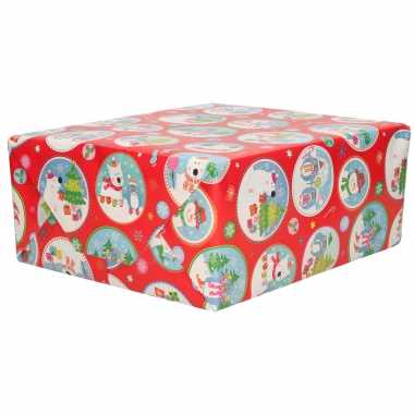 5x rollen inpakpapier/cadeaupapier kerst print rood 2,5 x 0,7 meter 70 grams luxe kwaliteit