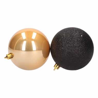 6-delige kerstballen set zwart/goud