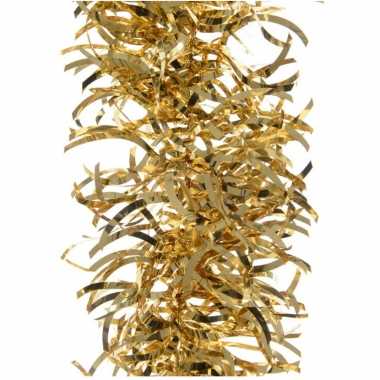 6x kerst lametta guirlandes goud golven/glinsterendmet sterren 10 cm breed x 270 cm kerstboom versiering/decoratie