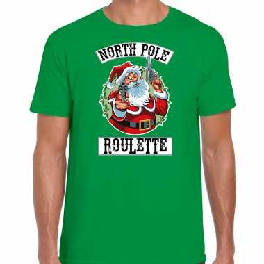 Groen kerstshirt / kerstkleding northpole roulette voor heren