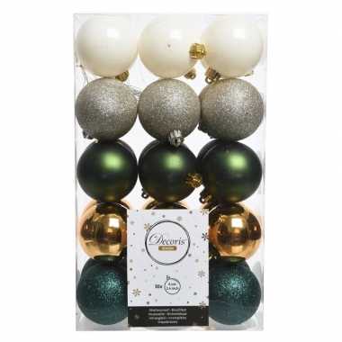 Groen/witte kerstballen set 6 cm | Kerst-man.nl