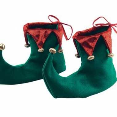 Groene kerst elf schoenen van stof