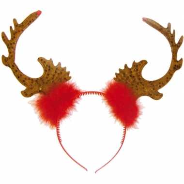 Kerst verkleedaccessoire rood/bruin rendieren gewei voor volwassenen