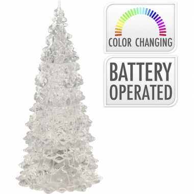 Kerstboom van acryl met led licht 12 cm
