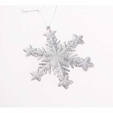 Kerstboomhanger sneeuwvlok zilver glitters type 1