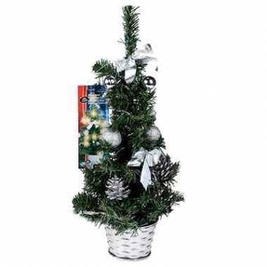 Kerstboompje 45 cm met zilvere versiering