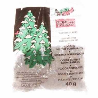 Kerstboomversiering glitter sneeuwvlokjes 40 gram