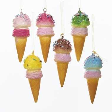 Kerstboomversiering ornamenten ijs hoorntjes diverse kleuren 11 cm