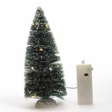 Kerstdorp decoratie led boompjes besneeuwd 21 cm