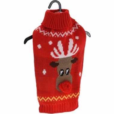 Kerstkleding voor honden en katten rode kersttrui met rendier