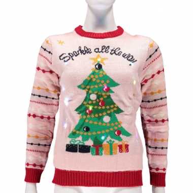 Rode foute kersttrui sparkle met verlichting
