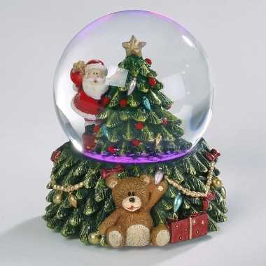 Sneeuwbol met kerstman en kerstboom inclusief led lampje