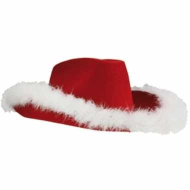 Toppers kerst cowboy hoed met witte veren
