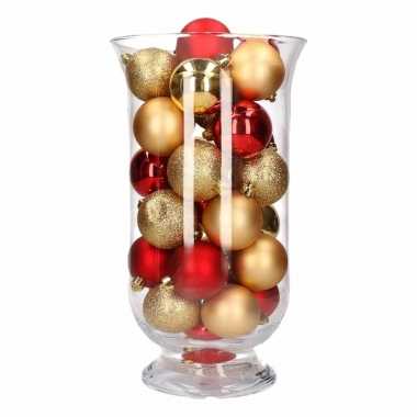 Woondecoratie vaas met goud/rode kerstballen