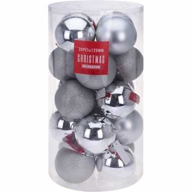 Zilveren kerstballen set 12 cm