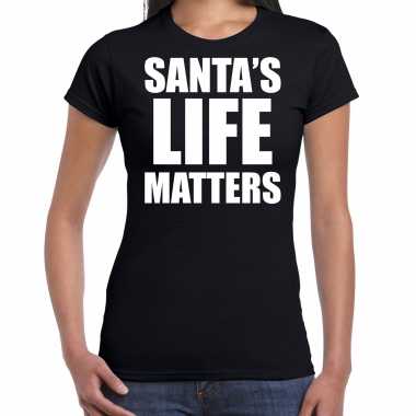 Zwart kerstshirt / kerstkleding santas life matters voor dames