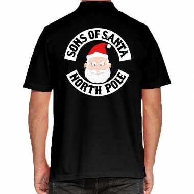 Zwarte kerspolo / kerstkleding sons of santa north pole voor heren