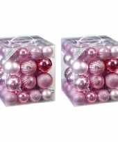 100x kunststof kerstballen pakket roze tinten