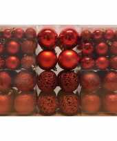 100x rode kunststof kerstballen 3 4 6 cm
