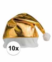 10x stuks kerstmutsen glimmend goud