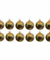 12x glazen kerstballen glans goud 10 cm kerstboom versiering decoratie