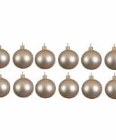 12x glazen kerstballen mat licht parel champagne 10 cm kerstboom versiering decoratie