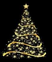 20x kerstservetten met gouden kerstboom zwart 33 cm