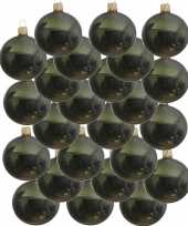 24x glazen kerstballen glans donkergroen 6 cm kerstboom versiering decoratie