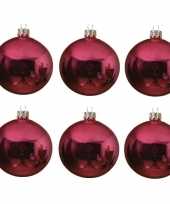24x glazen kerstballen glans fuchsia roze 6 cm kerstboom versiering decoratie