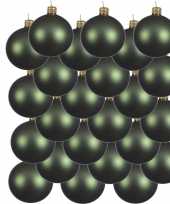 24x glazen kerstballen mat donkergroen 8 cm kerstboom versiering decoratie