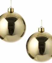 2x grote kunststof decoratie kerstbal goud 25 cm