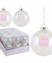 2x kerstballen parelmoer kleur 10 cm kunststof kerstboom versiering decoratie