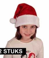 2x kinder kerstmutsen met glitter