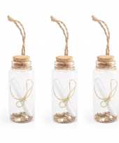 3x stuks kerstornamenten kersthangers flessenpost voor kerstwensen 7 4 x 3 cm