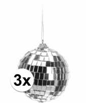 3x zilveren disco kerstbal 8 cm