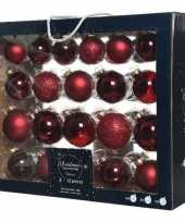 42x glazen kerstballen glans mat glitter donkerrood 5 6 7 cm kerstboom versiering decoratie