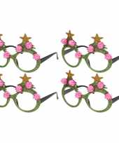 4x stuks kerstaccessoires groene kerstbrillen voor dames en heren