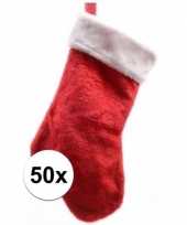 50x pluche kerstsokken 40 cm rood wit