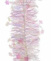 5x kerst lametta guirlandes parelmoer wit sterren glinsterend 10 x 270 cm kerstboom versiering decoratie