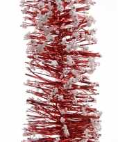 5x rode kerstboom folie slingers met sneeuw 200 cm