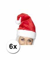 6 pluche luxe kerstmutsen