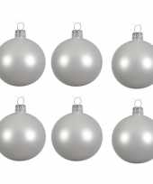 6x glazen kerstballen mat winter wit 6 cm kerstboom versiering decoratie