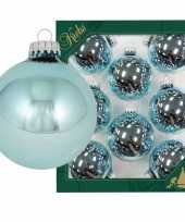 8x glanzende blauwe kerstboomversiering kerstballen van glas 7 cm